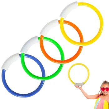 4pcs гмуркане плувен басейн пръстени игра комплект деца подводен спорт пръстен плаж играчка плувни пръстени потъващ басейн играчка дете деца подарък