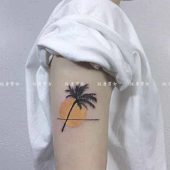 New California Sunset Painted Art Tattoos Coconut Tree Tattoo Stickers for Women Men Lasting Waterproof Fake Tattoo Wholesale