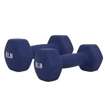 Health & Fitness Неопренови гири 8 lbs, комплект от 2, ръчни тежести за упражнения, противоплъзгащи, анти-рол, NO. 021-8-PAIR