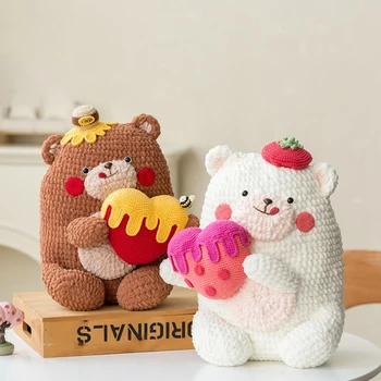 Семейството на Сюзън DIY комплект за плетене на една кука Скъпа мечка кукла материали пакет плетене и плетене на една кукла комплект ръчно изработени плевене