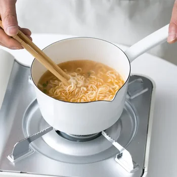 1.3L японски стил бяла керамика мляко пот кухня готвене тиган тенджера Stewpan храна тенджера с дълга дръжка