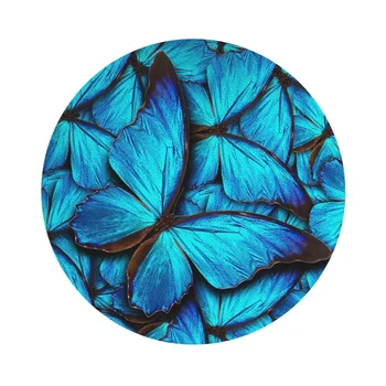 Blue Butterfly Flower Coasters за напитки, абсорбираща керамична подложка за масичка за кафе, домашен декор, подарък за жени