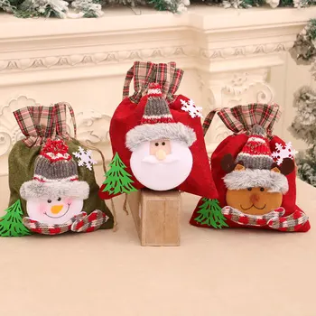 New Gingham Коледна чанта за подаръци, носеща бонбони Apple чанта Коледна украса Коледна украса за дома