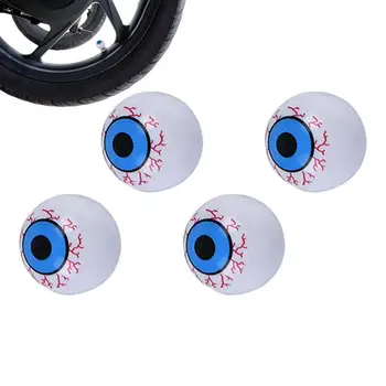 Stem Caps 4 Pack Funny Eyeball Tire Air Caps Tire Air Caps Metal With Liner Corrosions Resistant Leak-Proof For SUVs Bike And