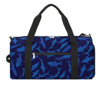 Blue Shark Gym чанта Животински печат Външни спортни чанти Аксесоари за фитнес Плувен дизайн чанта Цветна фитнес чанта за мъжки жени