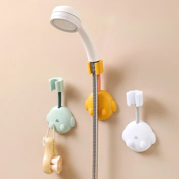 Универсален 360° държач за душ глава Регулируема самозалепваща се скоба за душ стойка за стена с 2 куки Стойка за баня