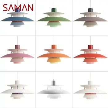 SAMAN Nordic Creative Pendant Light Модерни цветни LED лампи Осветителни тела за декорация на домашна трапезария