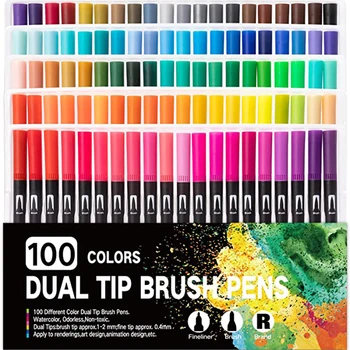 120 цвята Двойна четка за върхове Арт маркери Маркери за оцветяване Фини & четка Tip писалка за възрастни книжка за оцветяване бележка Вземане на изкуство доставчик