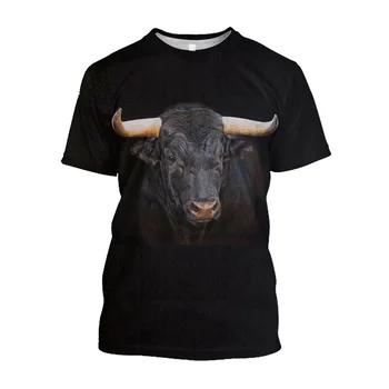 Северноафрикански бик 3d отпечатана тениска за мъже Извънгабаритни испански борби с бикове тениска Streetwear къс ръкав мъжки дизайнерски дрехи