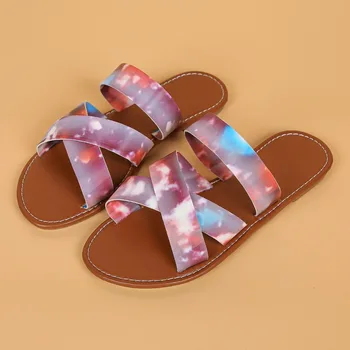 Дамски обувки 2023 Нови основни дамски чехли Летни външни плоски чехли Дамска мода Смесени цветове Сандали Zapatos de Mujer