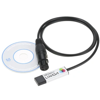 Lights кабел Lixada USB към DMX интерфейс адаптер LED DMx512 компютър PC етап осветление контролер димер с CD за DJ дискотека