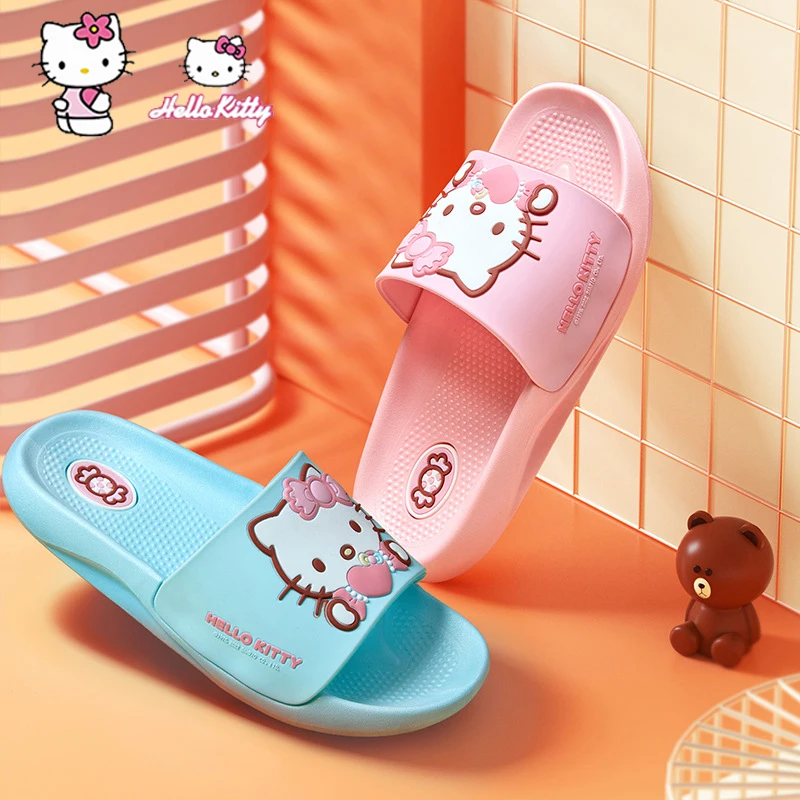 Hello Kitty Детски чехли Летен дом сладък карикатура случайни дете баня износоустойчив водоустойчив нехлъзгащи пластмасови вътрешни момичета