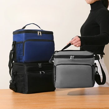 Portable обяд чанта храна термична кутия трайни водоустойчив офис охладител обяд торбичка с презрамка организатор изолирани случай