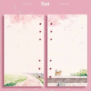 Kawaii 80 листа A6 хартия пълнител хлабав лист тетрадка пълнител Sakura котка класьор тетрадка вътрешни страници празни страници дневен ред