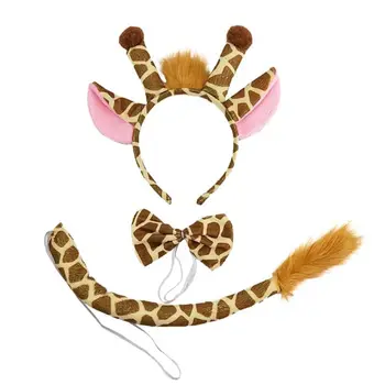 Фестивално парти Космат жираф коса обръч опашка вратовръзка комплект лента за глава Хелоуин шапки A0NF