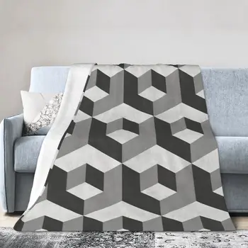 Геометричен куб модел легло одеяло легло покрива луксозно одеяло фланела одеяло климатик одеяло