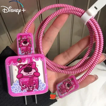 Disney Toy Story Lotso зарядно устройство за данни кабел защитен капак за iPhone 14/13/12/11 Pro 18W / 20W карикатура лепило черупка ликвидация въже