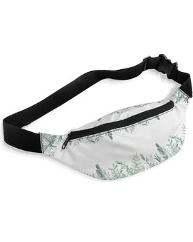 акварелни евкалиптови листа Абстрактни чанти за талията за жени Мъж пътуване рамо Crossbody гърдите чанти водоустойчив Фани пакет