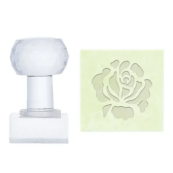 1PC Rose Acrylic Stamp Soap Square Soap Embossing with Handle Stamp Soap Chapter Imprint Stamp for Handmade Cookie Clay