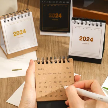 2024 Мини бюро календар Creative Portable Memo Ежедневно месечно планиране График Годишен организатор на дневния ред Офис училищни пособия