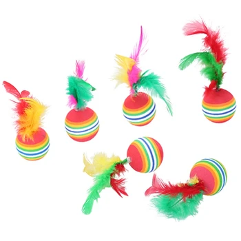 EVA Rainbow топка с перо лека пяна хвърляне смешно интерактивна игра дъвчете играчка