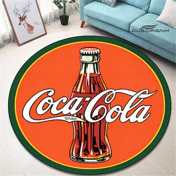Cola лого печат кръгъл килим декорация изкуство килим хол спалня красив килим нехлъзгаща изтривалка фотография подпори