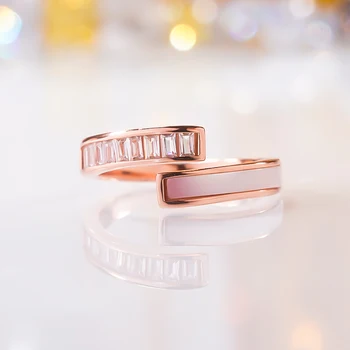 Лек луксозен висок клас Shell диамантен пръстен женски ниша дизайн показалеца пръст пръстен мрежа червен пръстен за приятелка