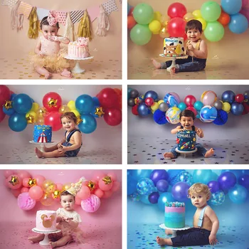 Mehofond Бебешки душ Фотография Фон Новородено Плътен цвят Цветни балони Рожден ден Детски фон Фото студио