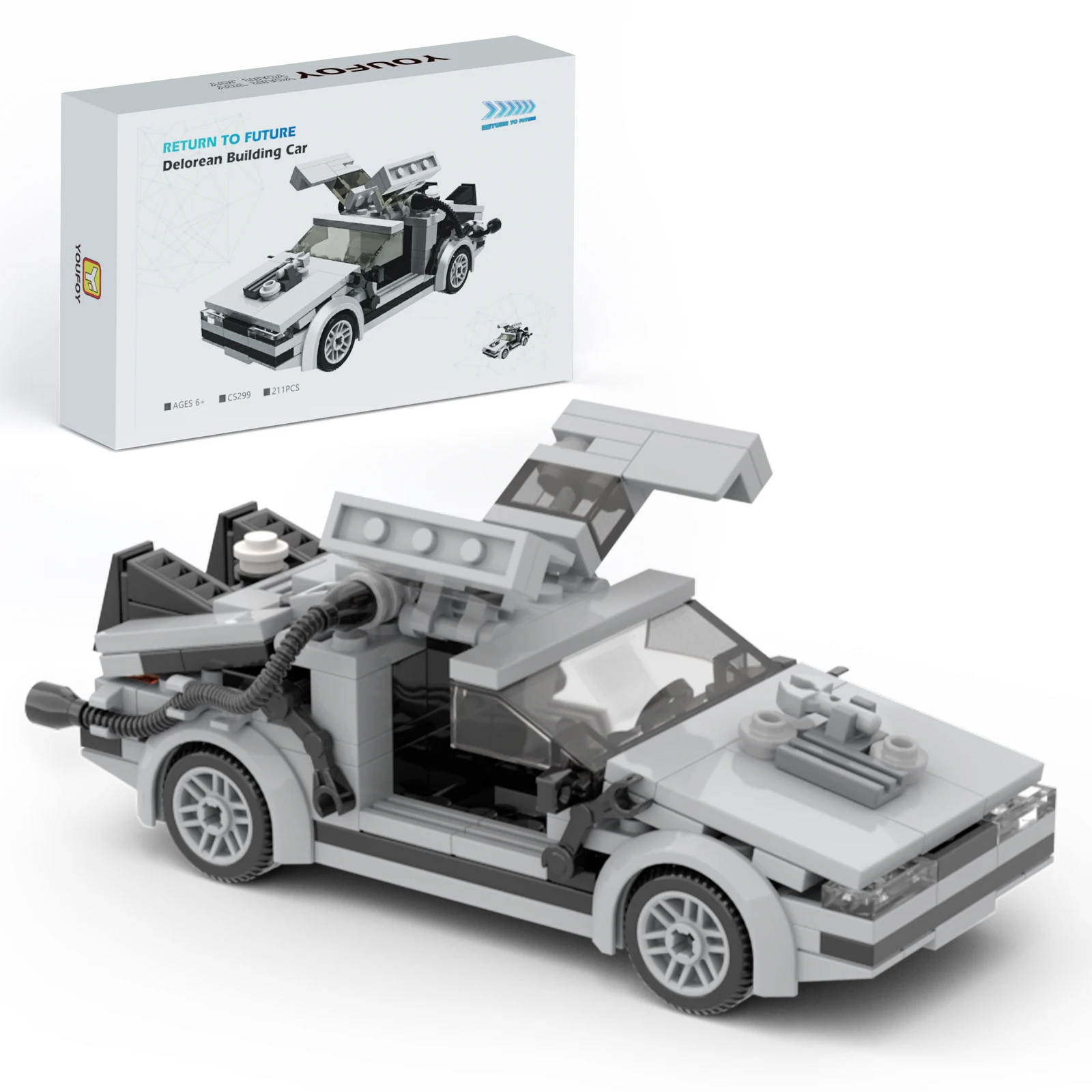 2024 Ново Завръщане в бъдещето Комплект строителни блокове за машини на времето Deloreaned Speed Vehicle Тухли за детски играчки Коледен подарък