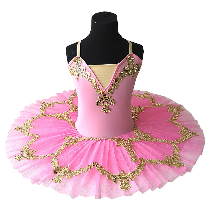 Розова балетна рокля Ориенталски танц Поли за момичета Малка танцова рокля Сладки момичета Костюми за изпълнение Високо качество